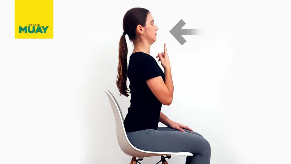 Zasunování brady vsedě: úleva pro krk